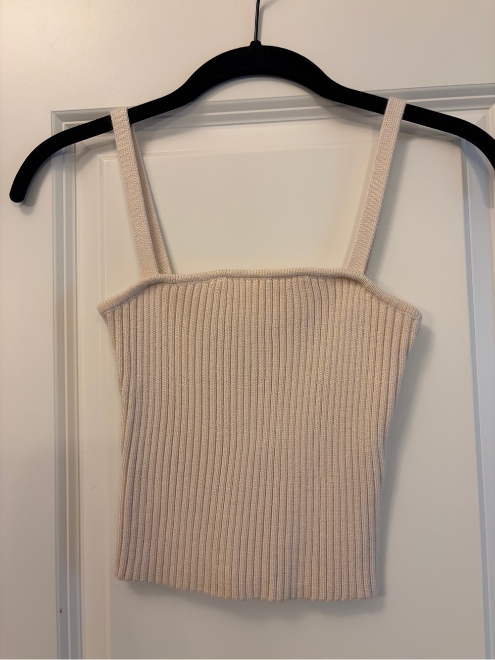 Zara Cream Ribbed Knit Tank Top - Women